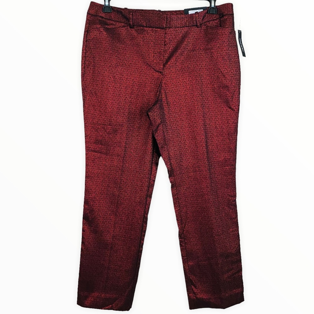 Worthington NWT Red Metallic Foiled Slim Fit Ankle Length Pant Size 12 & 14